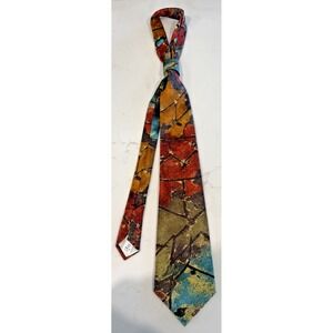 Chicago Neckwear Vintage Necktie Abstract Retro Metallic Look 80's Made In USA